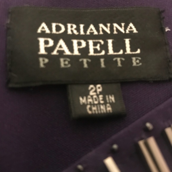 Plum Adrianna Papell Dress - 2P - Beaded Neckline - Picture 6 of 6